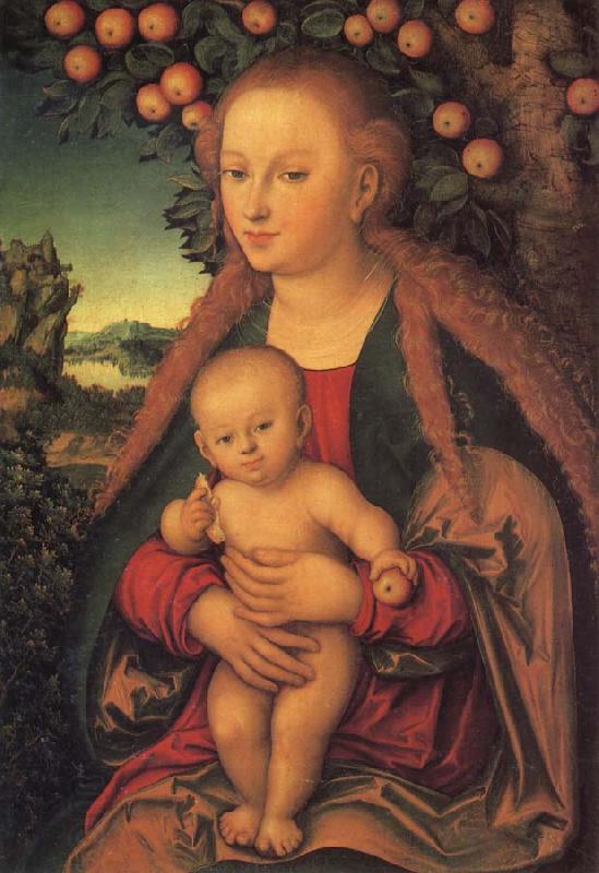 Lucas  Cranach The Virgin and Child under the Apple Tree oil painting picture